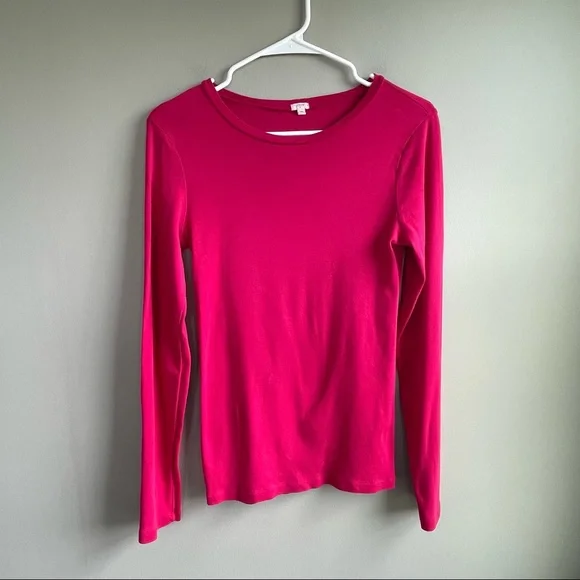 J. Crew Long Sleeve Pink Tee M - Picture 1 of 4